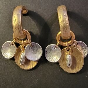 Chico's Mixed Metal Dangle Disc Hoop Earrings - Gold & Silver